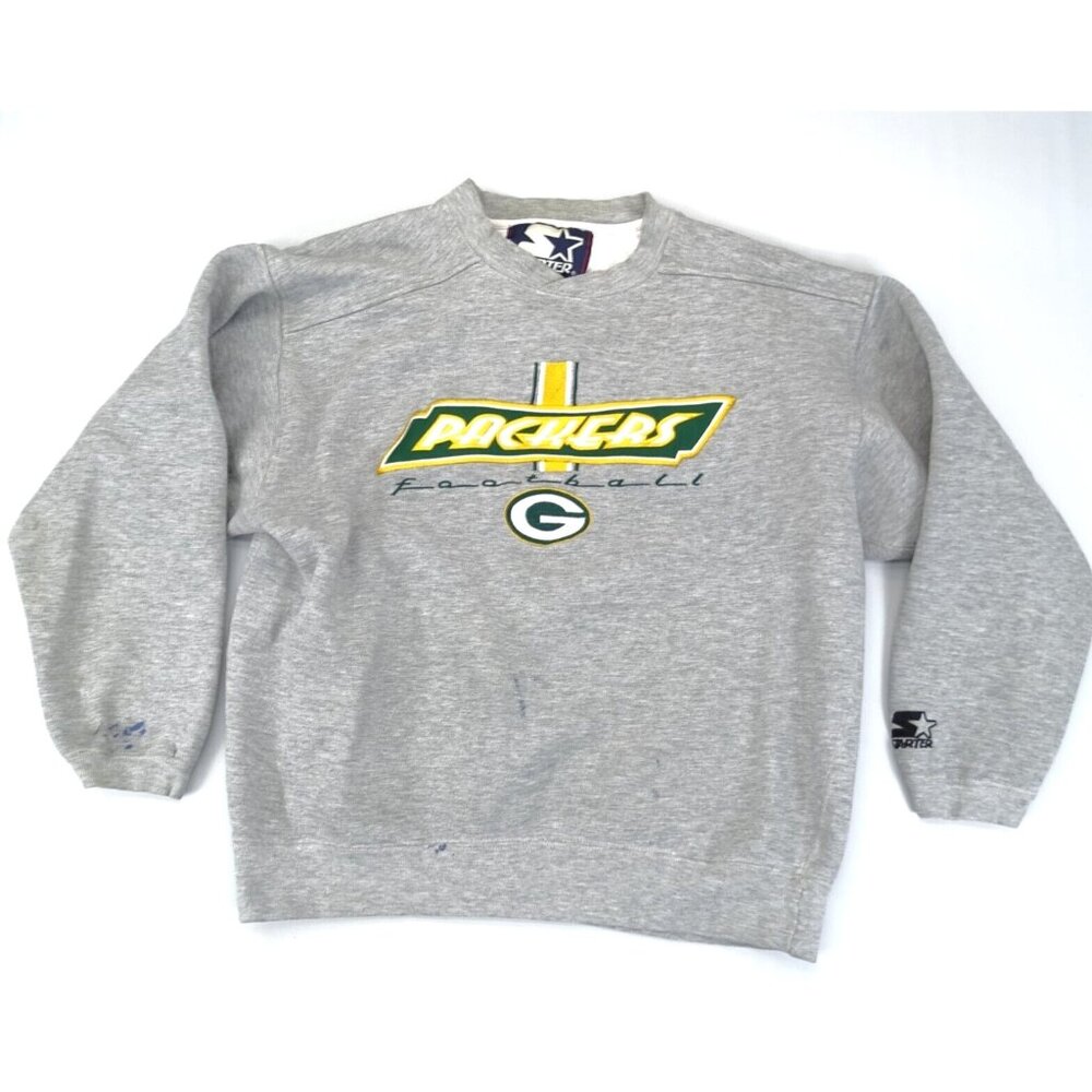 Vintage Starter Green Bay Packers NFL Stitched Gray Sweatshirt‎ M Distressed